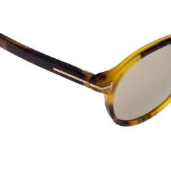 Pre Owned Tom Ford Light Brown Cameron Oval Double Bridge Sunglasses