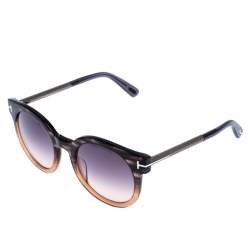 Pre Owned Tom Ford Black/Beige Transparent Gradient Janina Round Sunglasses