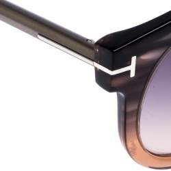 Pre Owned Tom Ford Black/Beige Transparent Gradient Janina Round Sunglasses