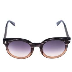 Pre Owned Tom Ford Black/Beige Transparent Gradient Janina Round Sunglasses