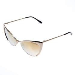 Pre Owned Tom Ford Gold Nastasya Mirror Cat Eye Sunglasses