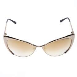 Pre Owned Tom Ford Gold Nastasya Mirror Cat Eye Sunglasses