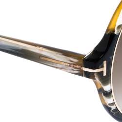 Pre Owned Tom Ford Green/White Gradient TF268 Carrie Round Oversized Sunglasses