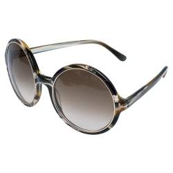 Pre Owned Tom Ford Green/White Gradient TF268 Carrie Round Oversized Sunglasses