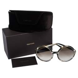 Pre Owned Tom Ford Green/White Gradient TF268 Carrie Round Oversized Sunglasses