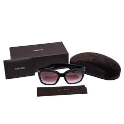 Pre Owned Tom Ford Black/ Bordeaux Gradient FT0502/S Amarra Wayfarer Sunglasses