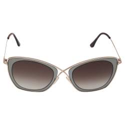 Tom Ford Pale Gold Tone/ Brown Gradient TF605 India 02 Butterfly Sunglasses
