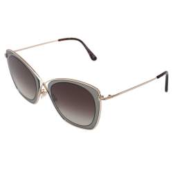 Tom Ford Pale Gold Tone/ Brown Gradient TF605 India 02 Butterfly Sunglasses