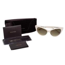 Tom Ford Off-White/ Green Gradient TF173 Nikita Cat Eye Sunglasses