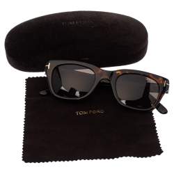 Pre Owned Tom Ford Brown Tortoise Snowdon Wayfarer Sunglasses