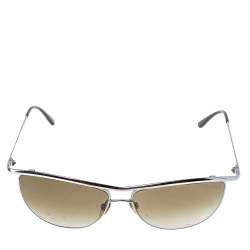 Pre Owned Tom Ford Silver Tone/ Green Gradient TF182 Helene Aviator Sunglasses