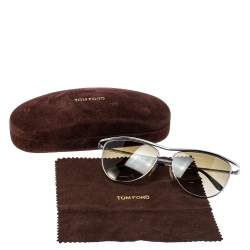Pre Owned Tom Ford Silver Tone/ Green Gradient TF182 Helene Aviator Sunglasses