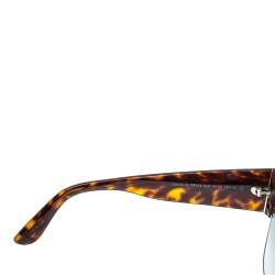 Pre Owned Tom Ford Brown Havana/Green Gradient Dakota TF554 Clubmaster Sunglasses