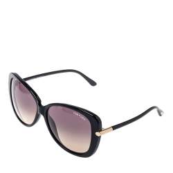 Pre Owned Tom Ford Black / Smoke & Ochre Gradient FT0324 Linda Butterfly Sunglasses