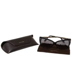 مملوكة مسبقًا Tom Ford Black/ Smoke Gradient FT0512 Reveka Cat Eye Sunglasses