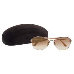 Pre Owned Tom Ford Gold Tone/ Brown Gradient Margret-02 Aviator Sunglasses