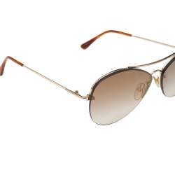 Pre Owned Tom Ford Gold Tone/ Brown Gradient Margret-02 Aviator Sunglasses