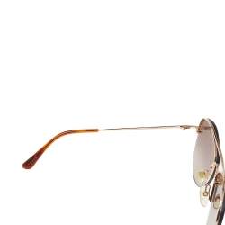Pre Owned Tom Ford Gold Tone/ Brown Gradient Margret-02 Aviator Sunglasses