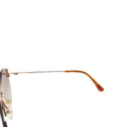 Pre Owned Tom Ford Gold Tone/ Brown Gradient Margret-02 Aviator Sunglasses