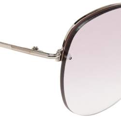 Pre Owned Tom Ford Silver Tone/Pink Gradient Margret-02 TF566 Aviator Sunglasses