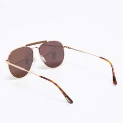 Tom Ford Havana Brown Sean TF536 Aviator Mirrored Sunglasses