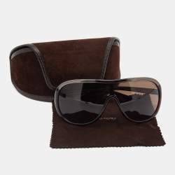 Pre Owned Tom Ford Brown Havana/ Brown Farrah TF10 Shield Sunglasses