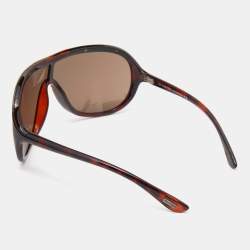 Pre Owned Tom Ford Brown Havana/ Brown Farrah TF10 Shield Sunglasses