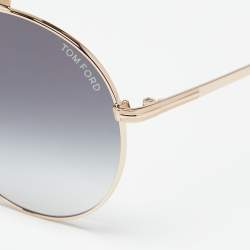 Pre Owned Tom Ford Gold Tone/ Grey Gradient Simone-02 Aviator Sunglasses