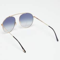 Pre Owned Tom Ford Gold Tone/ Grey Gradient Simone-02 Aviator Sunglasses