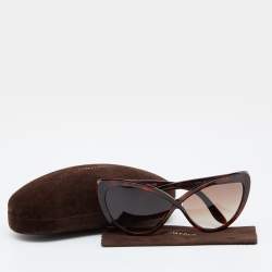 Pre Owned Tom Ford Brown Havana/Brown Gradient TF253 Madison Oversized Sunglasses