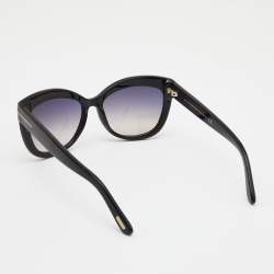 Pre Owned Tom Ford Black Alistair TF524 Gradient Cat Eye Sunglasses