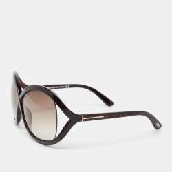 Pre Owned Tom Ford Sandra Havana Brown/Brown Gradient TF297 Butterfly Sunglasses
