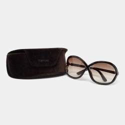 Pre Owned Tom Ford Sandra Havana Brown/Brown Gradient TF297 Butterfly Sunglasses