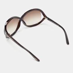 Pre Owned Tom Ford Sandra Havana Brown/Brown Gradient TF297 Butterfly Sunglasses