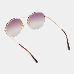 Pre Owned Tom Ford Brown TF565 Veronique Gradient Round Sunglasses