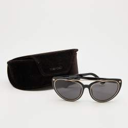 Pre Owned Tom Ford Black & Gold Tone/Black Edita TF384 Cat-Eye Sunglasses