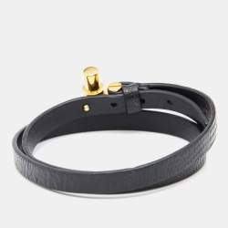 Tom Ford Black Leather T Buckle Wrap Bracelet