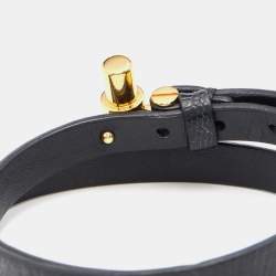 Tom Ford Black Leather T Buckle Wrap Bracelet