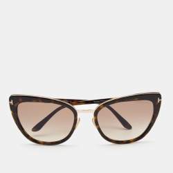 Tom Ford Brown Tortoise Simona Gradient Cat Eye Sunglasses