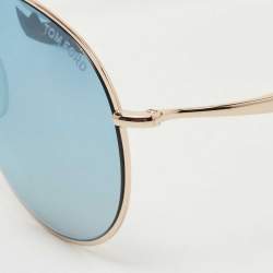 Pre Owned Tom Ford Brown/Blue Eva TF374 Mirror Aviator Sunglasses