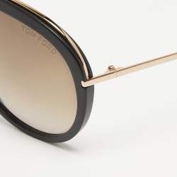 Pre Owned Tom Ford Matte Black/Brown TF452 Stacy Sunglasses