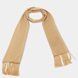 Tom Ford Beige Silk Knit Fringed Scarf 