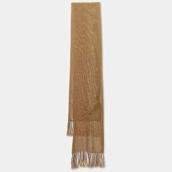 Tom Ford Beige Silk Knit Fringed Scarf 