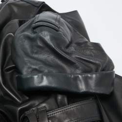 Tom Ford Black Leather V-Neck Belted Mini Dress M