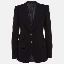 Tom Ford Black Rhinestone Button Wool Single Breasted Blazer S