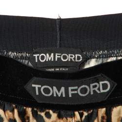 Tom Ford Brown Leopard Print Silk Wide Leg Pants S