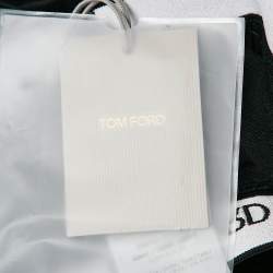 Pre Owned Tom Ford Black Velvet Jersey Logo Detail Leggings XS