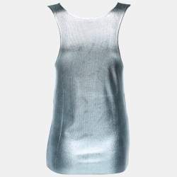 Pre Owned Tom Ford Metallic Baby Blue Viscose Tank Top S