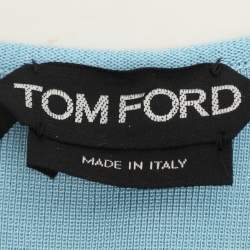 Pre Owned Tom Ford Metallic Baby Blue Viscose Tank Top S