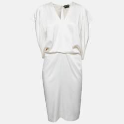 Tom Ford White Sateen Draped Mini Dress M